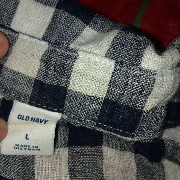 Dark blue crop top flannel w knot - Picture 4 of 5